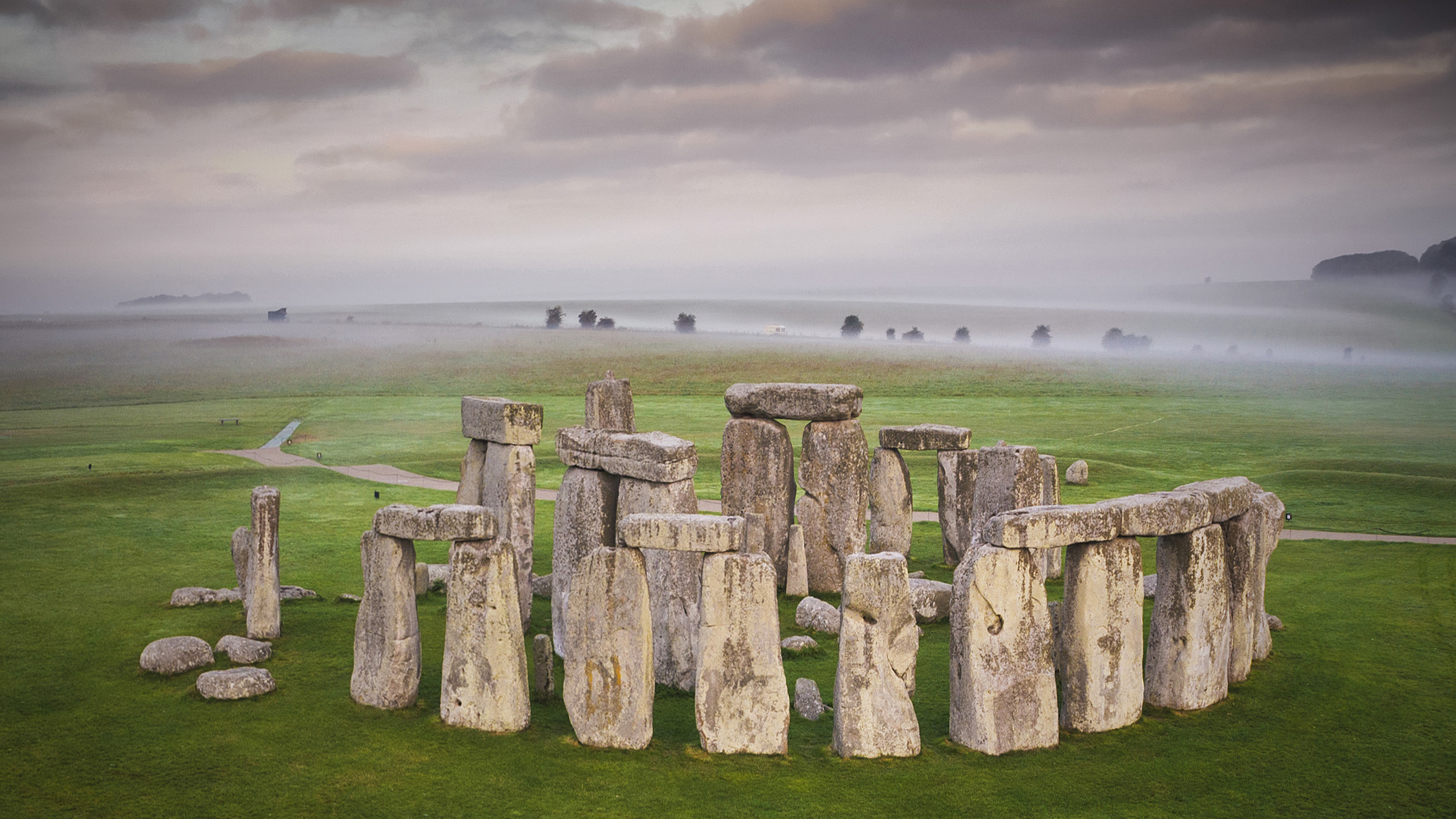 Ancient Stonehenge monument standing mysteriously on Salisbury Plain